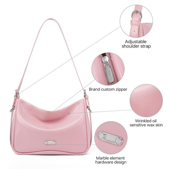 8673 LA FESTIN Hobo Bag Purse Ivory Pink Crossbody Shoulder Bag main image 2